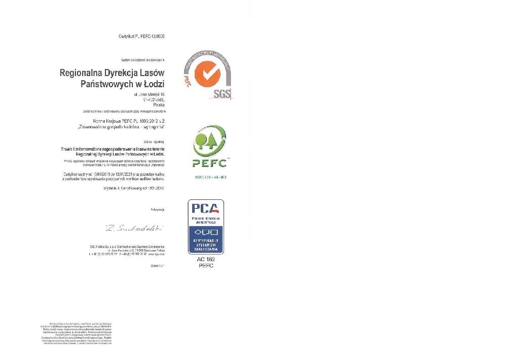 Przedłuzenie ważnosci certyfikatu PEFC